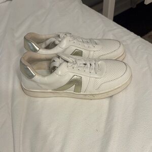 MIA White Sneakers with Metallic Gold Accents